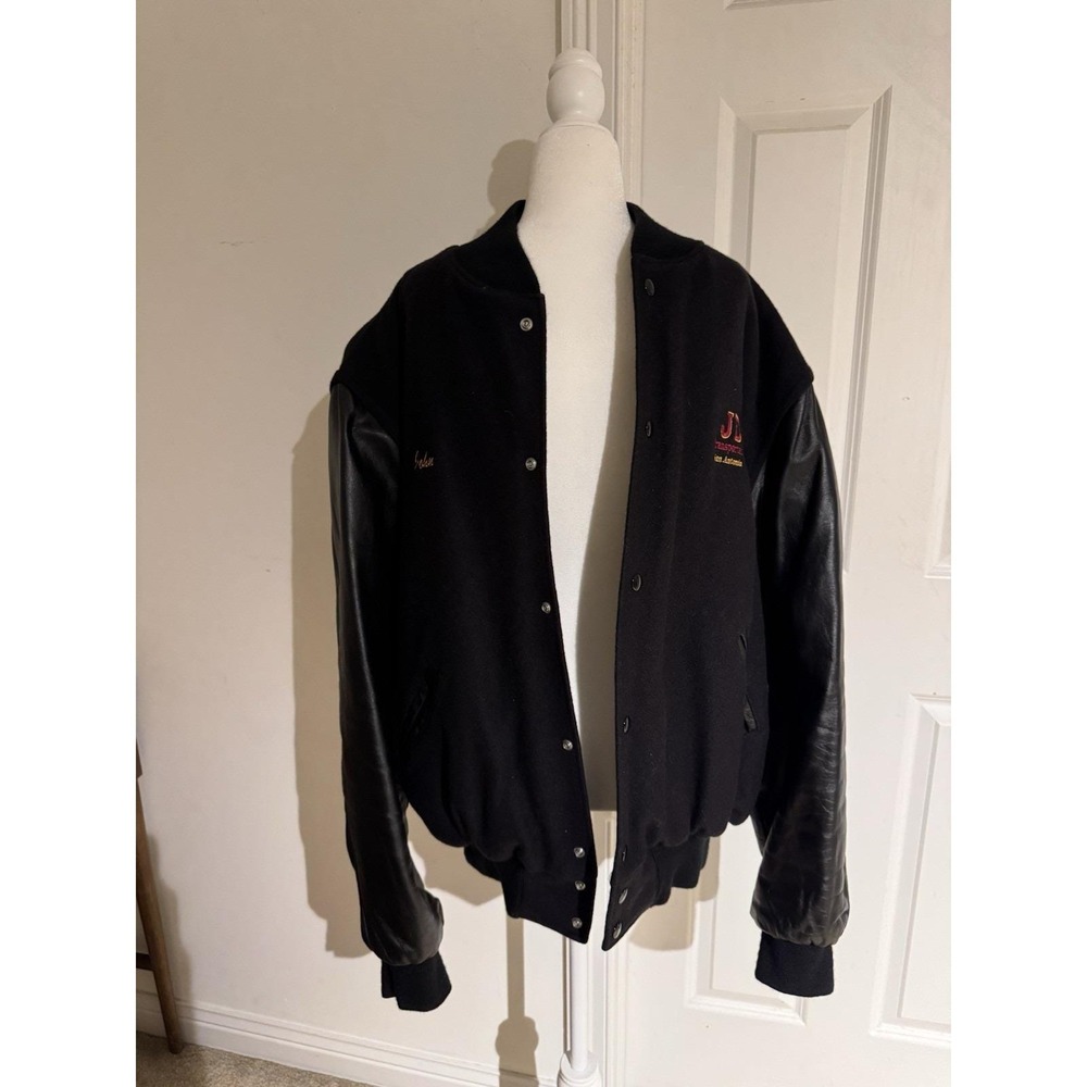 Holloway Leather Varsity Jacket Men's XXL Wool Insulated USA JD Transportation
